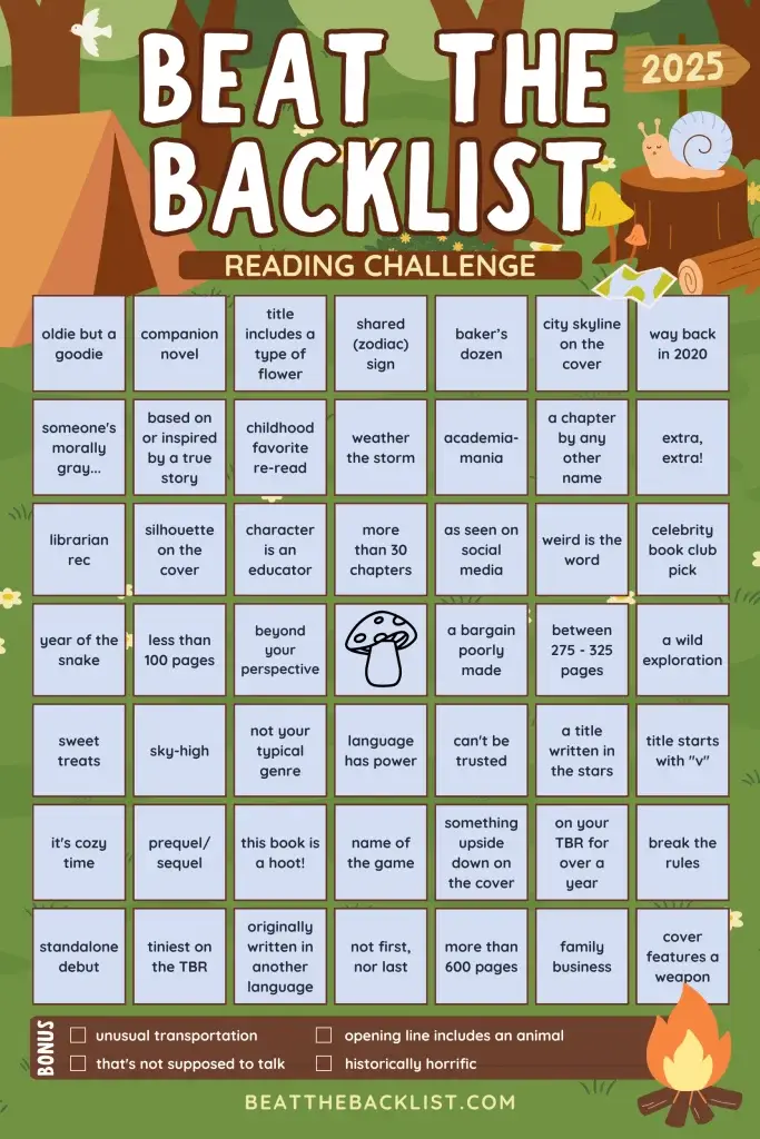 Beat the Backlist 2025 52 prompt bingo